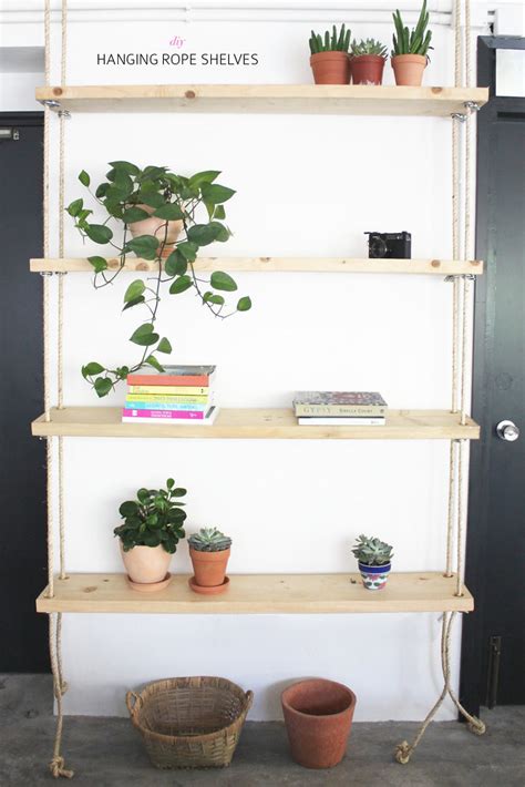 Diy Hanging Shelves With Rope Hanging Shelves From Ceiling With