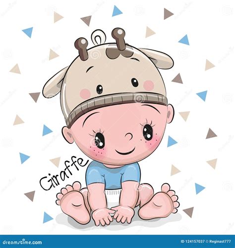 Bebê Bonito Dos Desenhos Animados Em Um Chapéu Do Girafa Ilustração Do