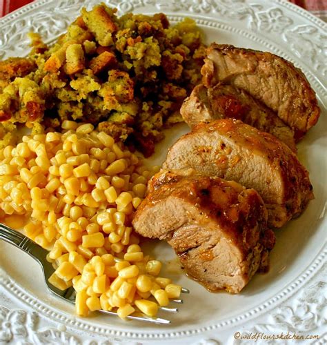 Pork tenderloin is rated extra lean by the usda, and can even rival skinless chicken breast. Easy Peachy Honey Mustard Roast Pork Tenderloin - Wildflour's Cottage Kitchen