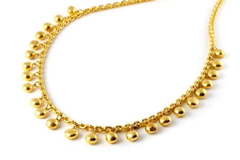 24kt Gold Bead And Chain Necklace At 1stdibs Gold Bead Chain Necklace