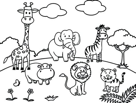 Chick, cow, dog, duck, giraffe, goat, hippo, horse, monkey, penguin, pig, rabbit, sheep, tiger, turtle. Wild Animal Coloring Pages - Best Coloring Pages For Kids