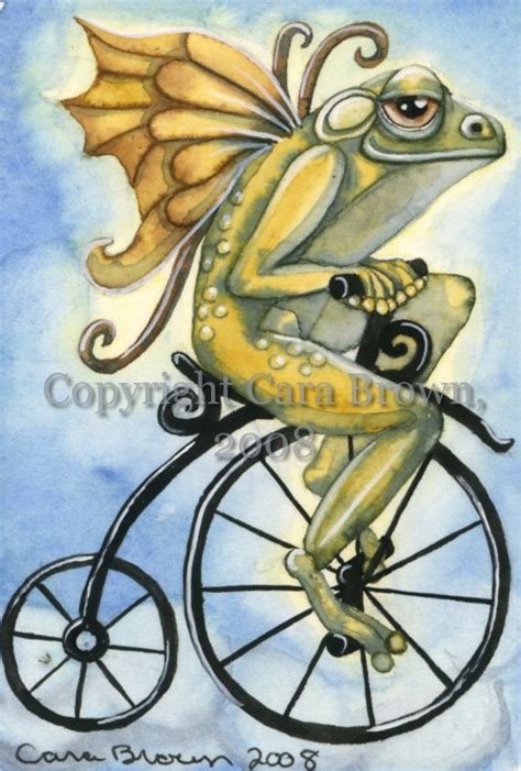 Frog Fairy Riding Antique Bicycle Painting By Theelfinforest 500