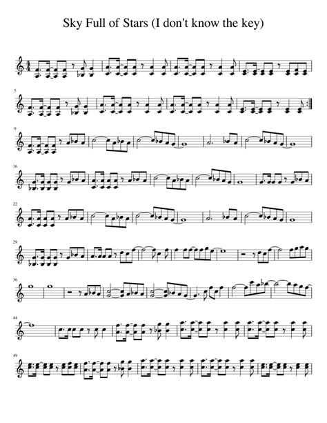 Sky Full Of Stars Violin Solo Arr Sheet Music For Violin Solo