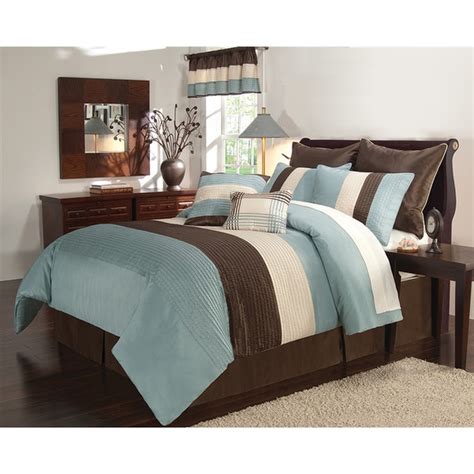 The great pastel colors and leaf pattern adds up to comfortable and easy look you'll instantly love. Essex Blue and Brown 8-piece Comforter Set - Overstock ...