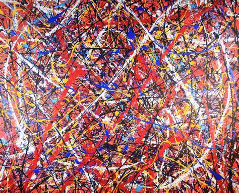 Very Large Abstract Expressionism Painting Red Black White Yellow Blue