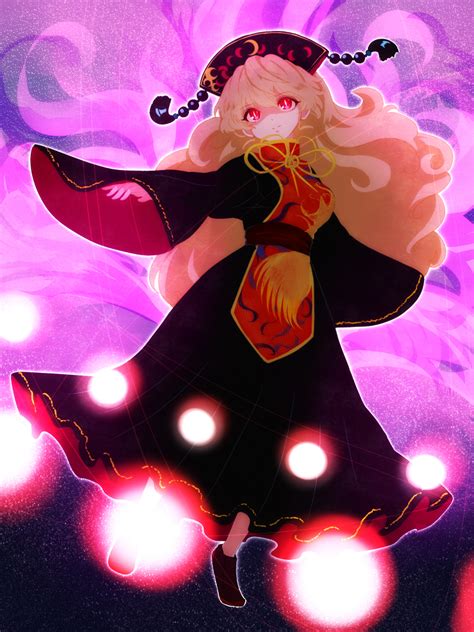 Safebooru 1girl Black Dress Blonde Hair Chinese Clothes Crescent