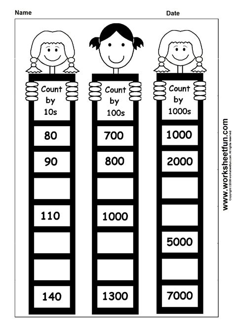 Skip Counting By 10 100 And 1000 1 Worksheet Free Printable