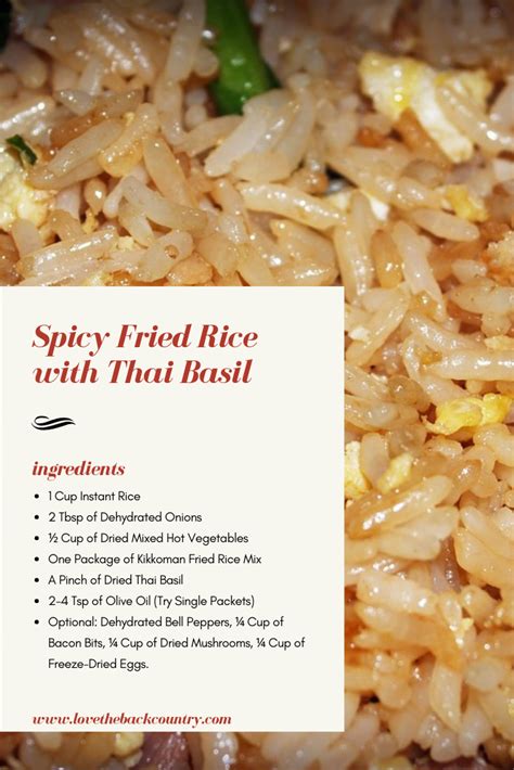 Easy Recipe Backpacking And Camping Recipe Spicy Fried Rice With Thai Basil Spicy Recipes