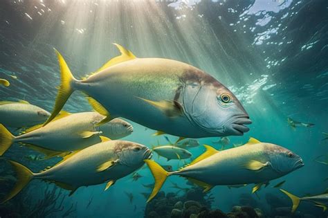 Premium Photo Yellowtail Amberjack Fish Underwater Lush Nature By