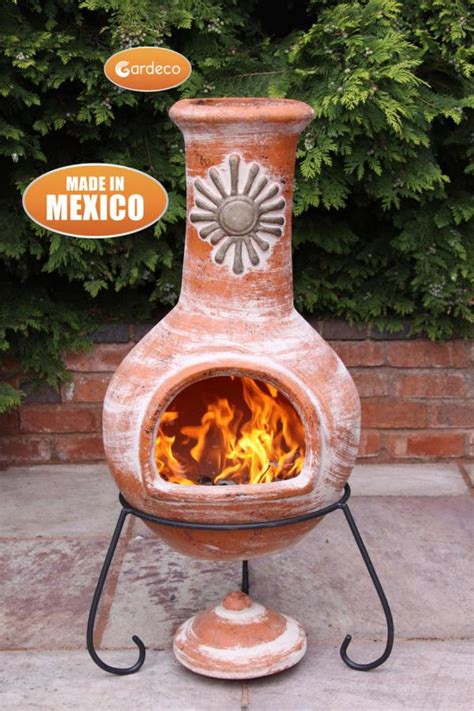 Gardeco Extra Large Chiminea Sol Rustic In Orange With Lid