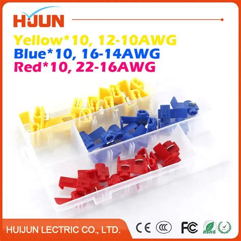 30pcslot Red Blue Yellow Scotch Lock Quick Splice Connector Cable