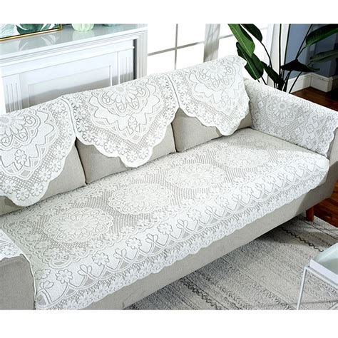 Europe Pastoral Style Sofa Cover White Lace Flower Couch Cover Multi