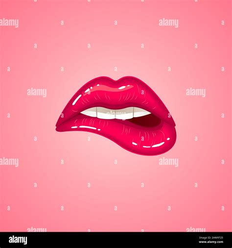 sensuous lips open mouth biting lip with lipstick stock vector image and art alamy