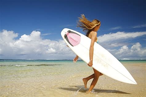 Hawaii Kauai Tunnels Beach Surfer Girl Enjoying A Day Out Poster Print By Kicka Witte