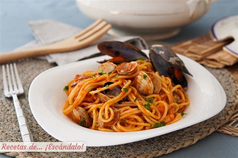 Receta De Espaguetis A La Marinera Con Gambas Almejas Y Mejillones