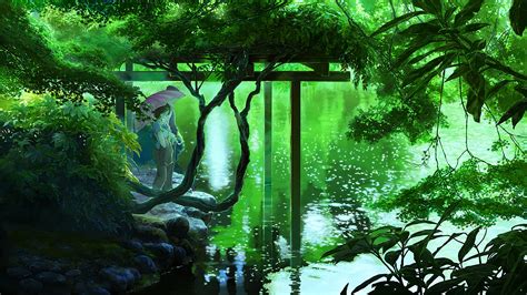 Lake Plants Forest The Garden Of Words Nature Anime