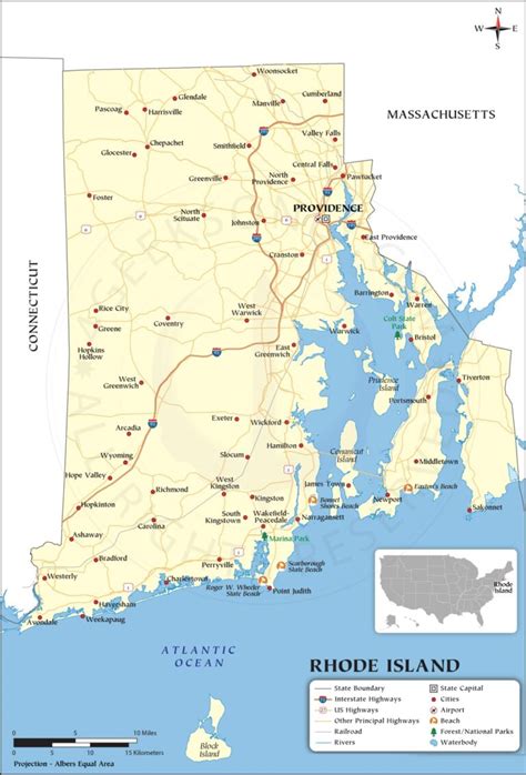 Rhode Island Town And City Map Printable City Andtown Map