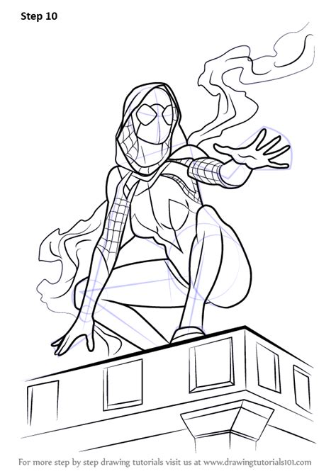 learn   draw spider gwen marvel comics step  step drawing tutorials