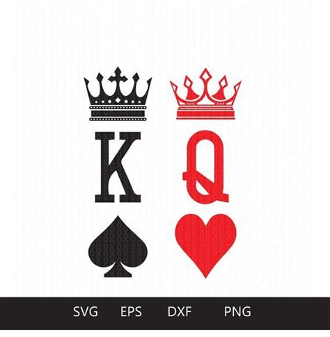 King And Queen Svg Queen Of Hearts King Of Spades Valentine Etsy In