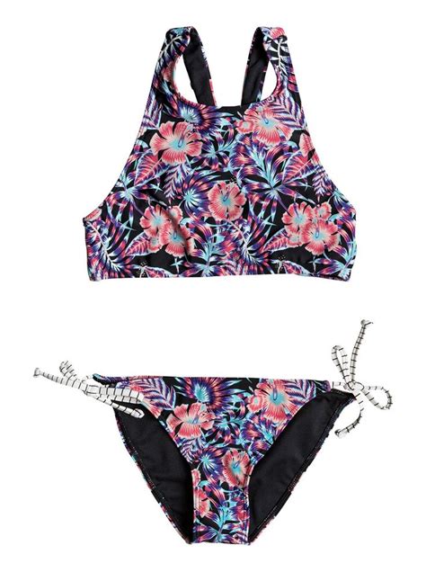 girls 7 14 surfing miami crop top bikini set ergx203164 roxy crop top bikini set bikini set