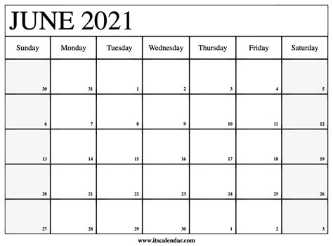 Free Printable June 2021 Calendar Calendar Printables Free Templates