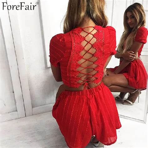 Discount Up To 50 Forefair Hollow Out Lace Backless Sexy Jumpsuit
