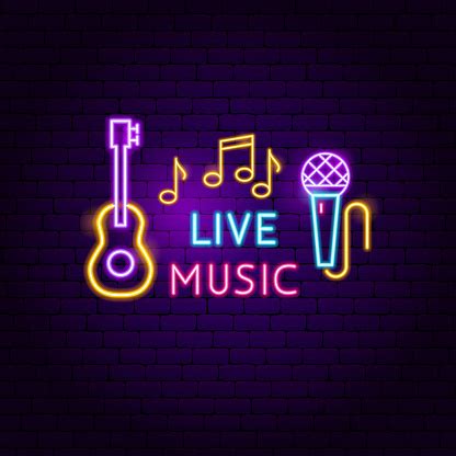 Live Music Neon Sign Stock Illustration - Download Image Now - iStock