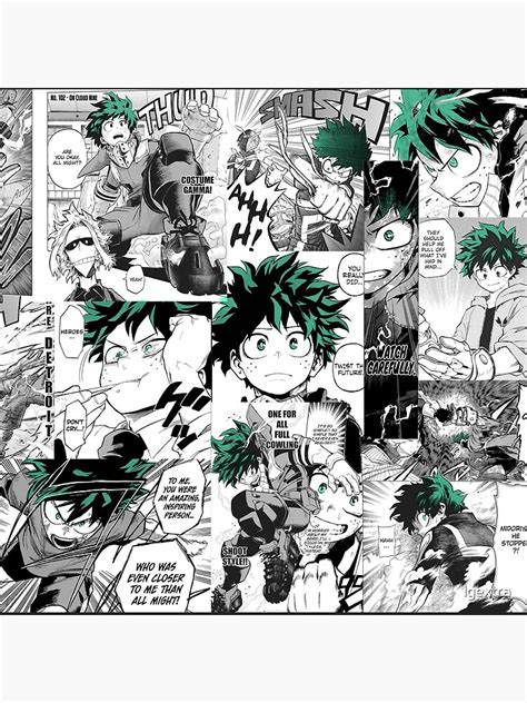 My Hero Academia Deku Manga Collage Throw Pillow By