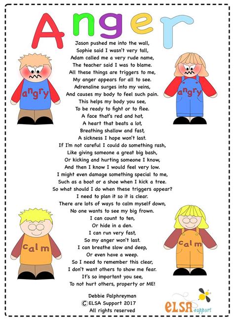 Anger Poem For Children With Questions Elsa Support