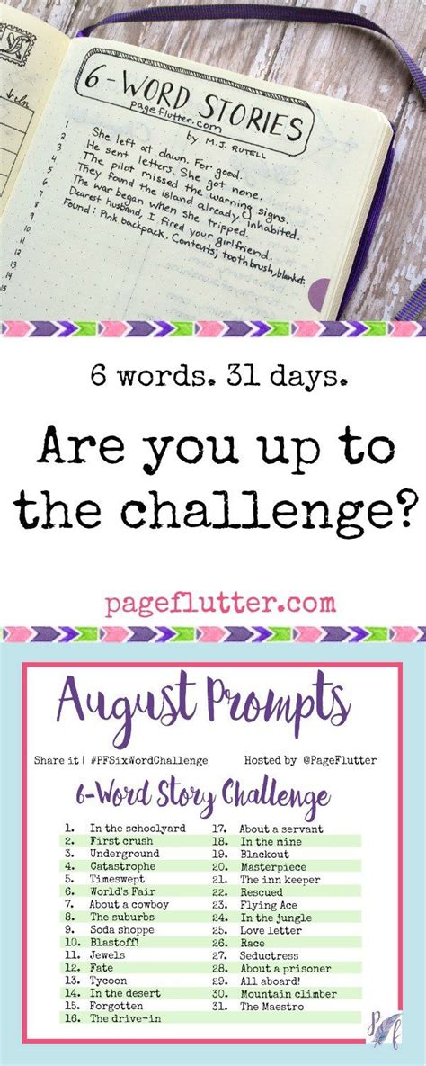 August Prompts 6 Word Story Challenge Pfsixwordchallenge Page