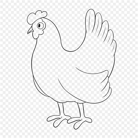 Chicken Clipart Black And White Standing Chicken Lineart Stand Animal