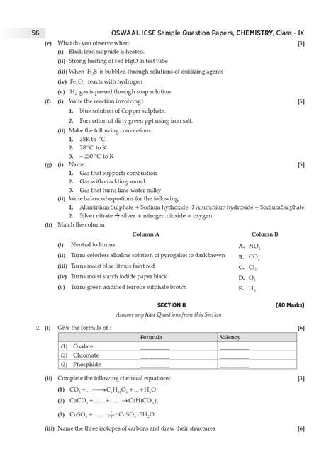 Icse Class 9 Chemistry Sample Paper For 2020 2021 Hot Sex Picture