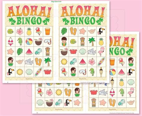 Aloha Luau Hawaii Bingo Game Kitprintable Pdf Download Etsy