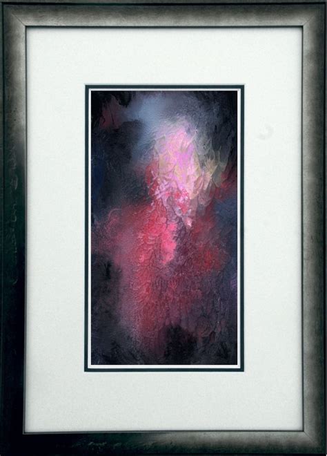 An Abstract Painting In Black Frame With White Border On The Bottom And