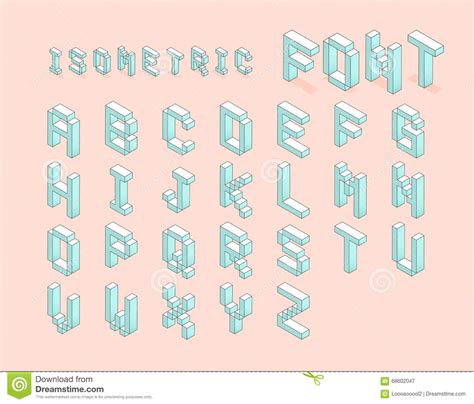 Isometric Font Set Digital Pixel Isometric Font Set Vector Stock