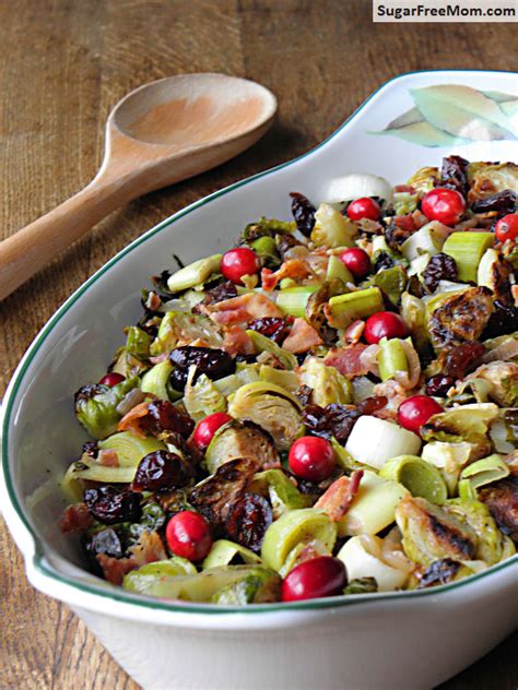 1 1/2 tablespoons real maple remove the roasted brussels sprouts and cranberries with a spatula. Roasted Brussels Sprouts with Leeks, Bacon & Cranberries