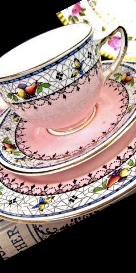 🔆gemart 1925 Doric Tea Cup And Saucer Trio England Butterfly And Fruits Etsy Tea Cup Set