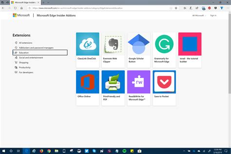 Microsoft Edge Insiders Addons Page Appears
