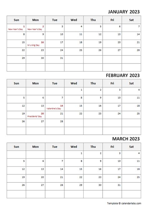2023 Quarterly Calendar Printable 2023 Calendar Free 9 Sample