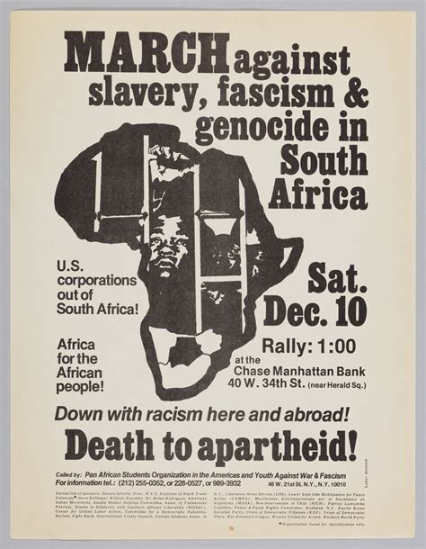 Flyer Announcing A Protest Against Apartheid In South Africa