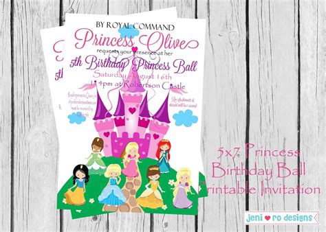 Princess Birthday Party Printable Invitation Princesses Party Invite