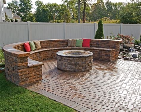 Modern Paving Floor Plus Curved Brick Bench With Colorful Outdoor