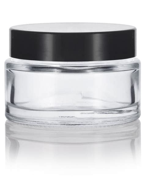 1 Oz Clear Glass Thick Wall Balm Jars With Black Smooth Foam Lined Lids 12 Pack