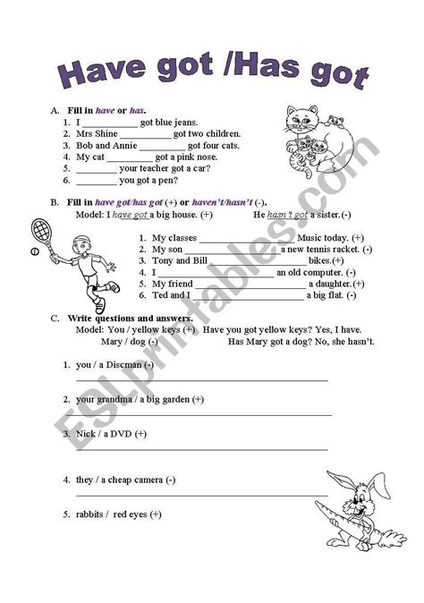 Have Go Has Got ESL Worksheet By Mary Mb