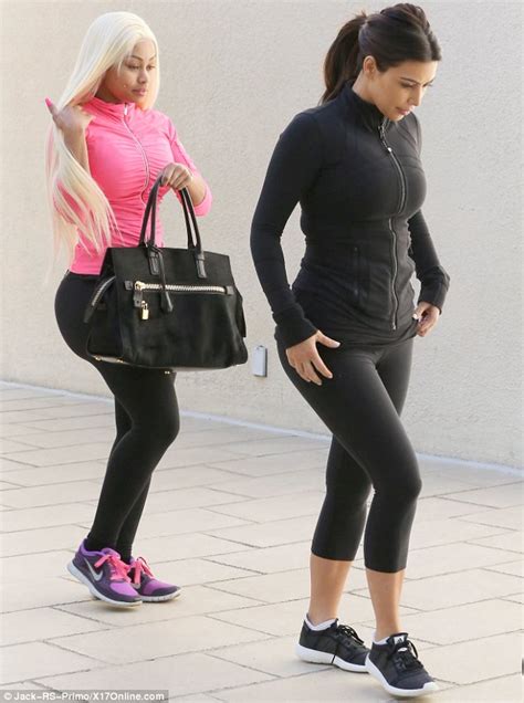 kim kardashian and blac chyna show off their butts as they head to workout class daily mail online