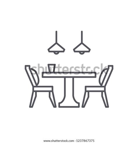 Dining Room Modern Simple Outline Vector Stock Vector Royalty Free