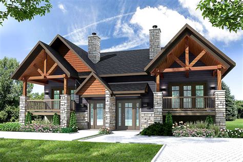 Whether you are looking for a duplex house plan for an investment property or wanting a dwelling with independent units for family members, you will find many attractive options here. Multi-Family House Plan With Outdoor Living Room - 22476DR ...