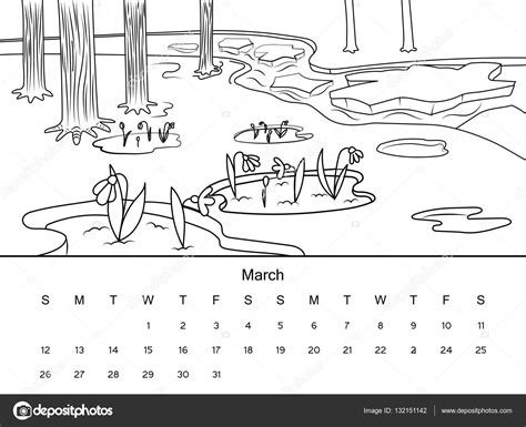 Calendar With Coloring Book Vector Illustration Stock Illustration By