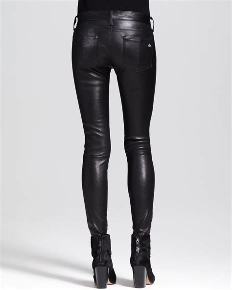 lyst rag and bone the skinny leather jeans black in black