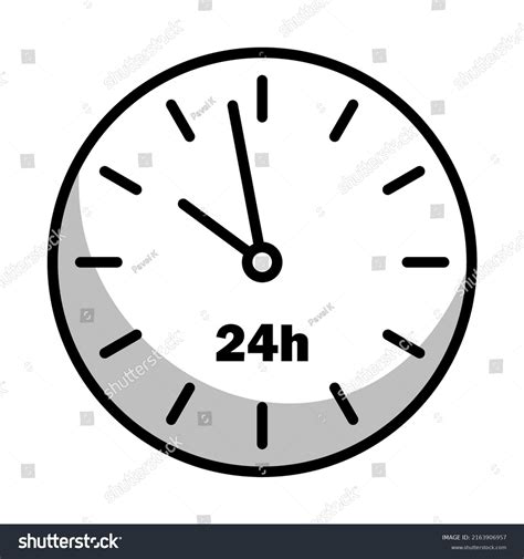 24 Hours Clock Icon Editable Bold Stock Vector Royalty Free